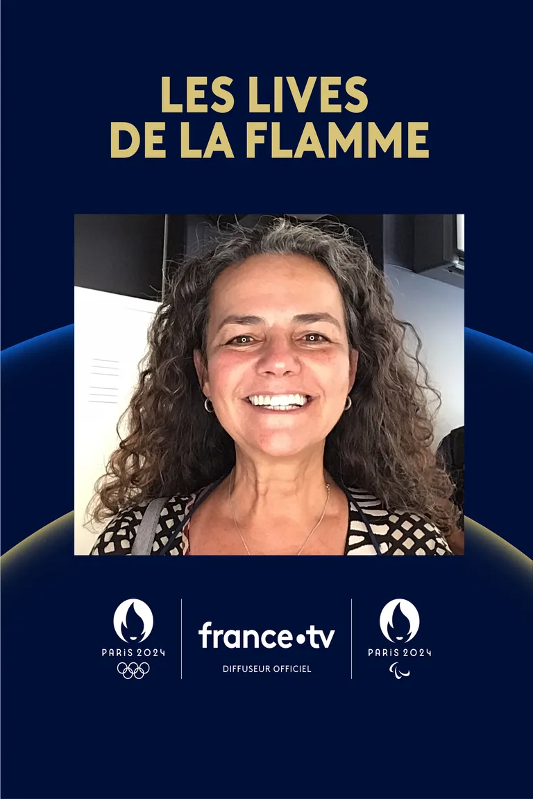 Portrait d'une participante prise lors des lives de la flamme de France TV pendant les JO 2024, avant modification par l'IA.